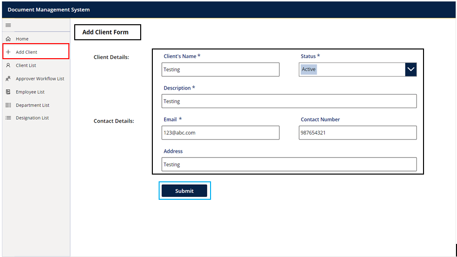 3. Add Client’ is the second option for Admin
