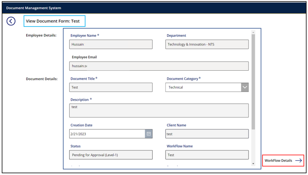 41. the system will redirect user to the view screen as shown below